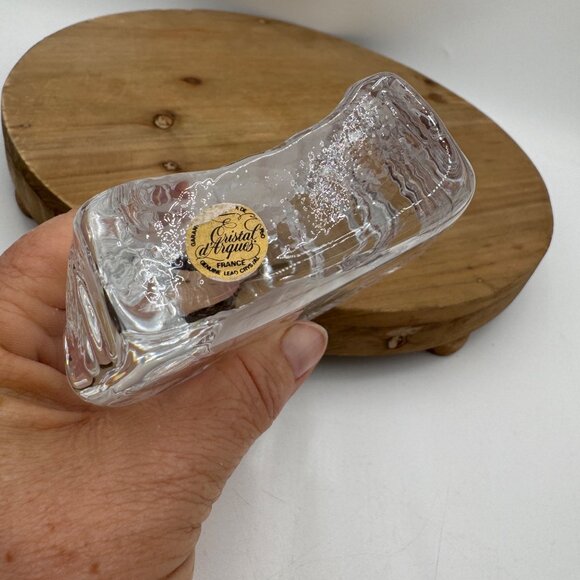 Pretty Cristal d'Argues Paperweight Frosted Horse Head Etched Lead Crystal - Picture 9 of 12